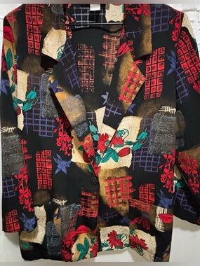 Striking vintage Richard Kristall patchwork blazer geometric and floral pattern